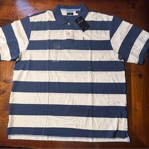 Izod Blue and White Striped Polo Shirt